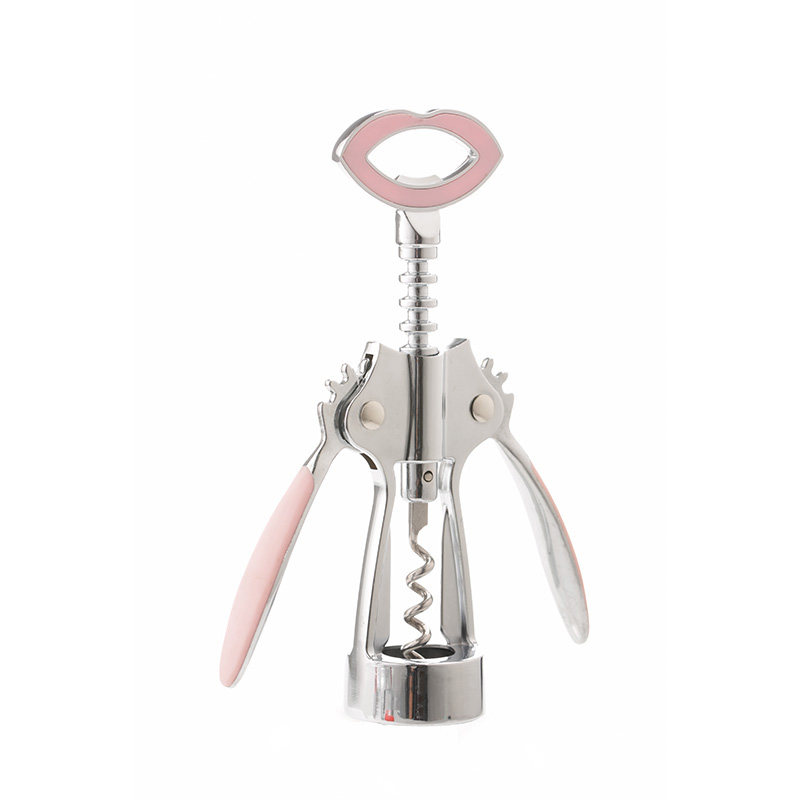 BR-WO45B Pink Lips Winged Corkscrew